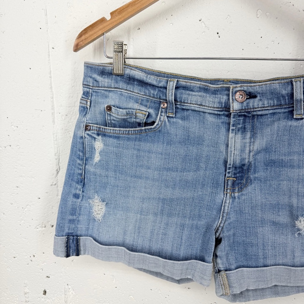 7 for all Mankind Women’s Size 31 Relaxed Mid Roll Distressed Jean Shorts - Picture 3 of 13